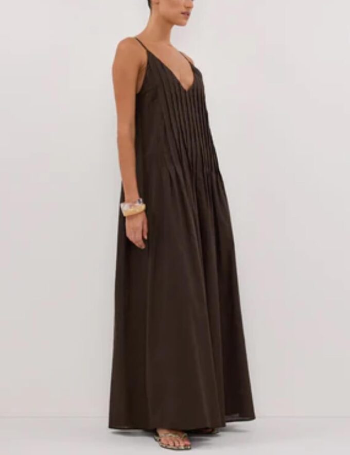 MISSACTIVER Women V Neck Pleated Maxi Dress Sleeveless Backless Long Dress Adjustable Spaghetti Straps Elegant Summer Dresses – Bild 7