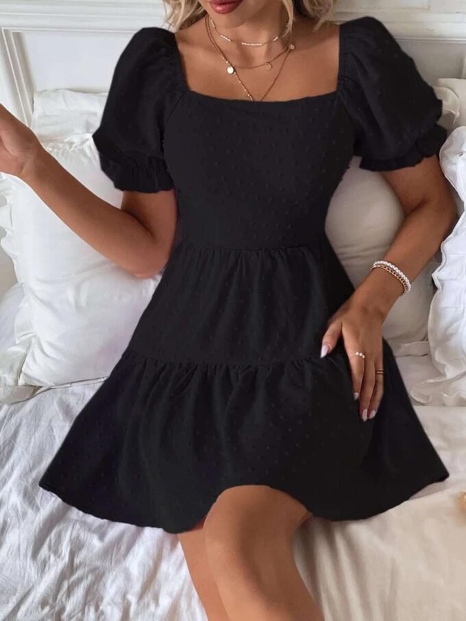 Narecte Summer Dresses for Women 2025,Tie Backless Swiss Dot Mini Dress,Ruffle Hem Flowy Casual Dresses – Bild 3