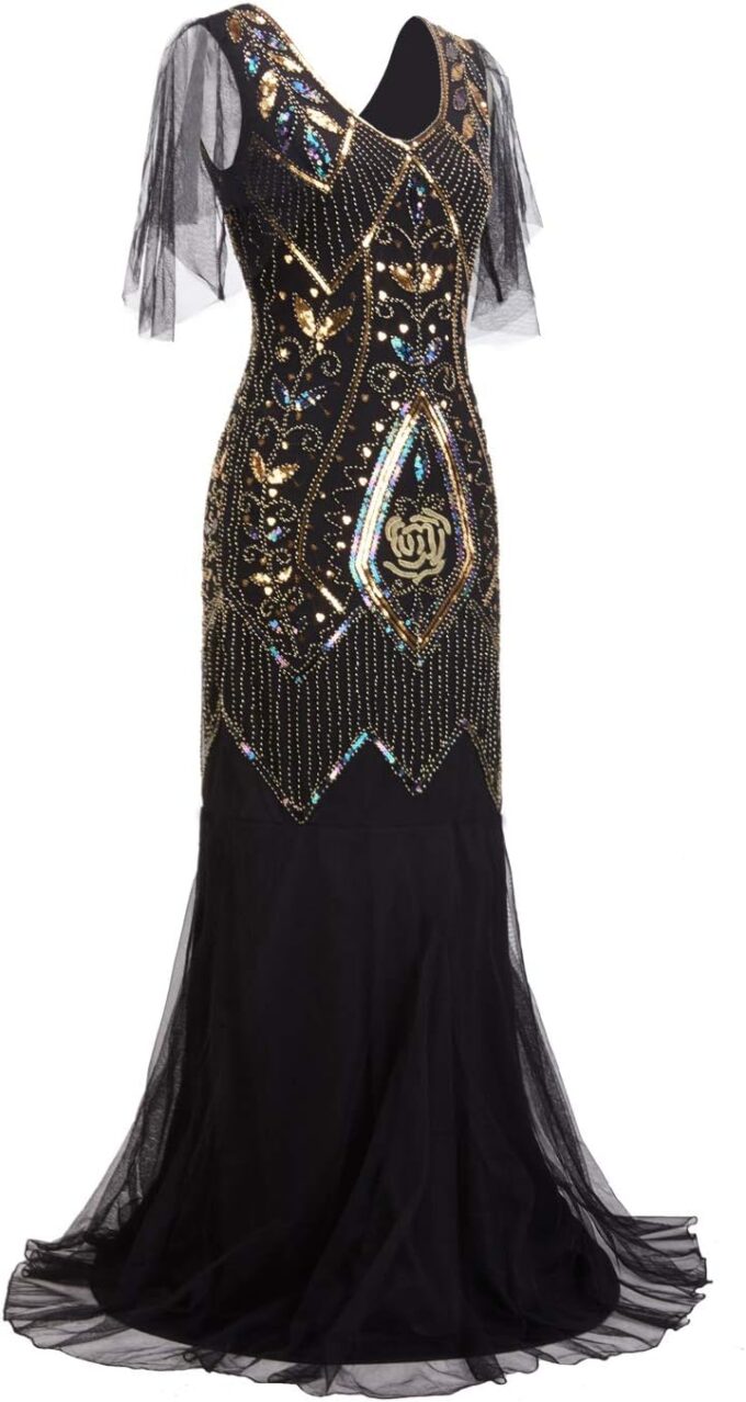 FAIRY COUPLE 1920s Floor-Length V-Back Sequined Embellished Prom Evening Dress D20S004 – Bild 8