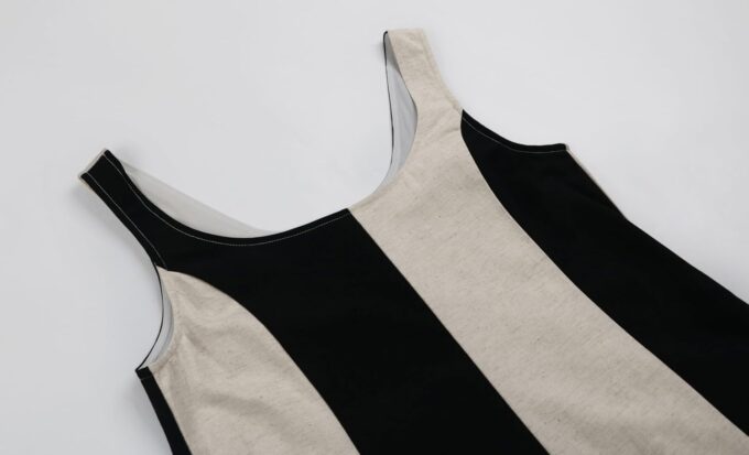 CHARTOU Women Summer Sleeveless Linen Dress Contrast Color Maxi Long Beach Vacation Tank Dress – Bild 4