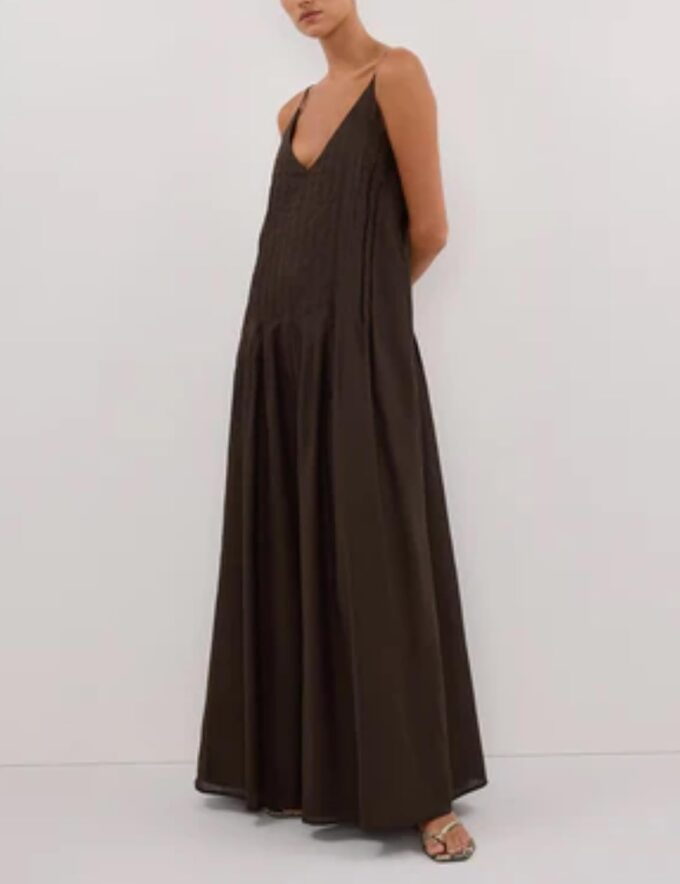 MISSACTIVER Women V Neck Pleated Maxi Dress Sleeveless Backless Long Dress Adjustable Spaghetti Straps Elegant Summer Dresses – Bild 2