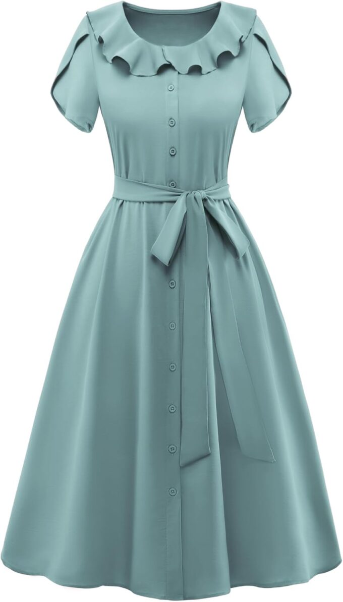 Wedtrend Women's Vintage Dresses with Pocket Midi Retro Cocktail Dress Tea Party Church 1950s Dresses for Women