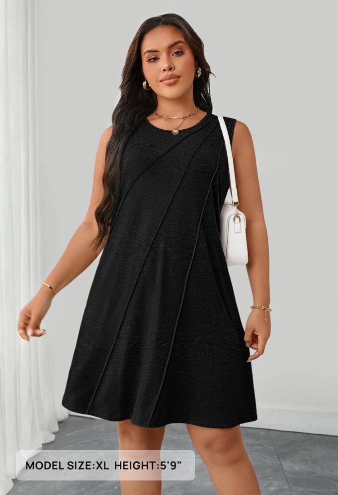 MEROKEETY Women's 2025 Summer Sleeveless Sundress Casual Spring Beach Vacation Crewneck Shift Swing Tank Dress – Bild 6