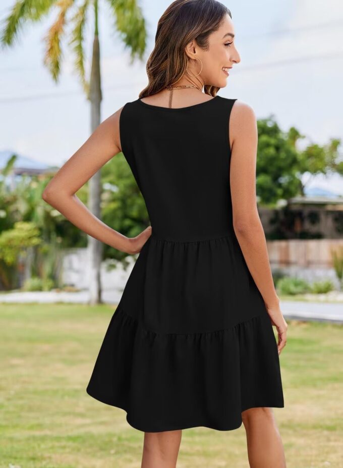 QACOHU Women's Summer Sleeveless V Neck Mini Dress with Pockets Casual Sundress Beach Dresses for Women 2025 – Bild 6