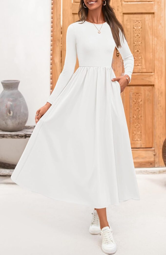BTFBM Casual Long Sleeve Dresses Spring Dresses 2025 Wedding Guest Dress Midi Dress Flowy Bohemian Long Dress – Bild 7