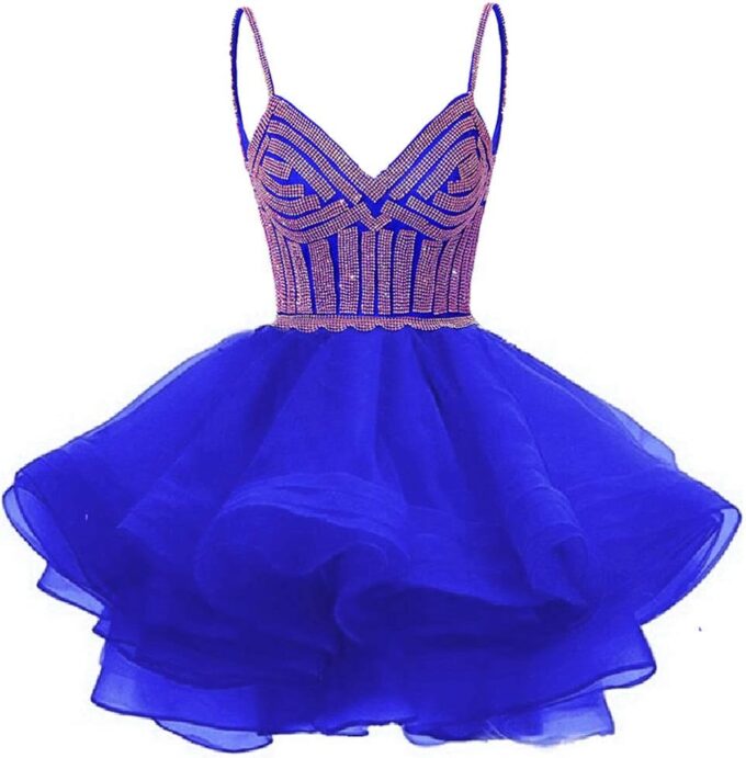 Women's Organza Dress Short Crystal Prom Party Gowns
