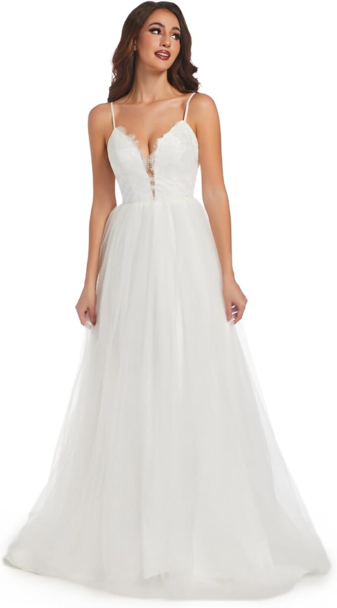 Wedding Dresses for Bride Unique Lace Beautiful Layers Tulle A Line Dreamy Beach Wedding Gowns – Bild 2