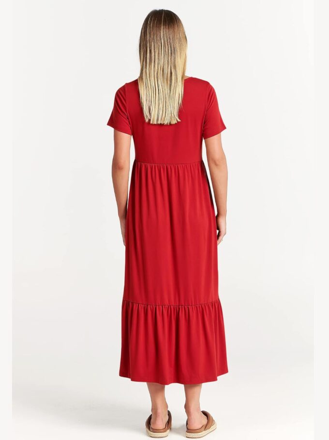 ANRABESS Womens 2025 Summer Casual Maxi Dress A line Tiered Flowy Short Sleeve Crewneck T Shirt Beach Travel Long Dresses – Bild 5