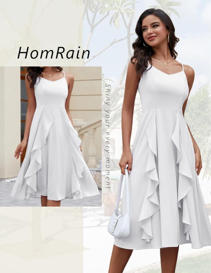 HomRain Women's Cocktail Tea Party Beach Dresses Formal Graduation Wedding Guest Chiffon Summer Evening Elegant Dress 2025 – Bild 4