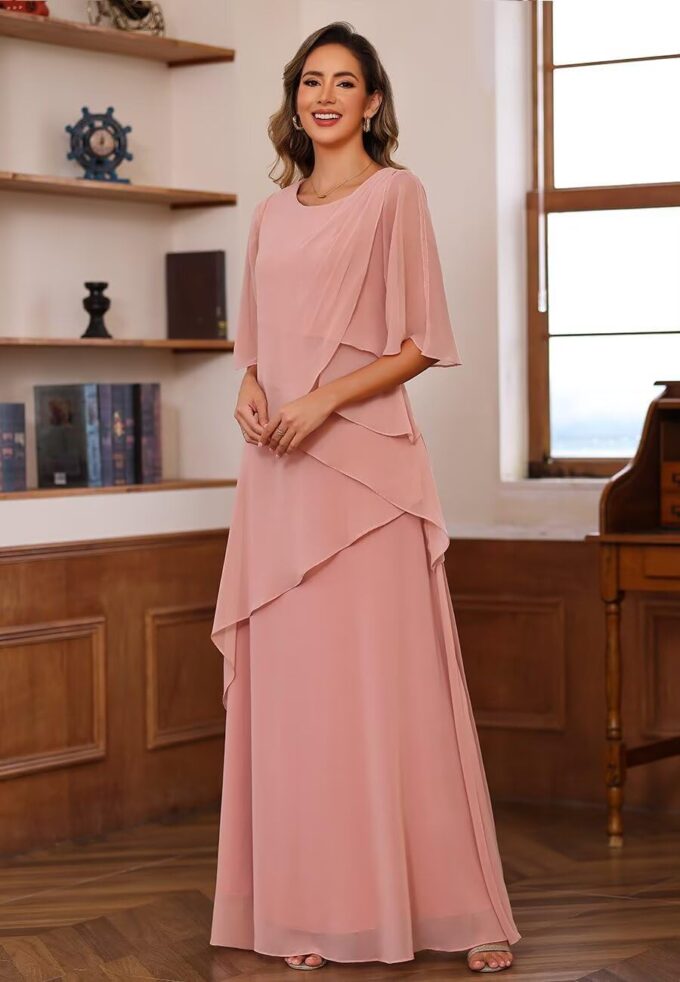 Women's Mother of The Bride Dresses 2025 for Wedding Chiffon A Line Long Formal Evening Dress PU194 – Bild 3