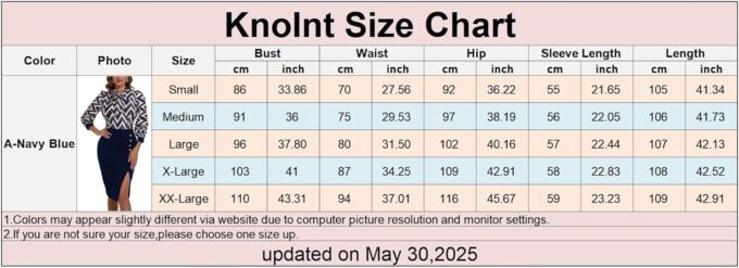 KnoInt Damen Langarm Bodycon Midi Kleider Büro Arbeit Bleistiftkleid – Bild 3