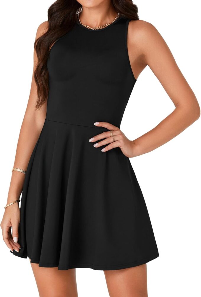 LYANER Women's Tank Sleeveless Flared Hem Swing A Line Cocktail Party Mini Short Dress – Bild 4