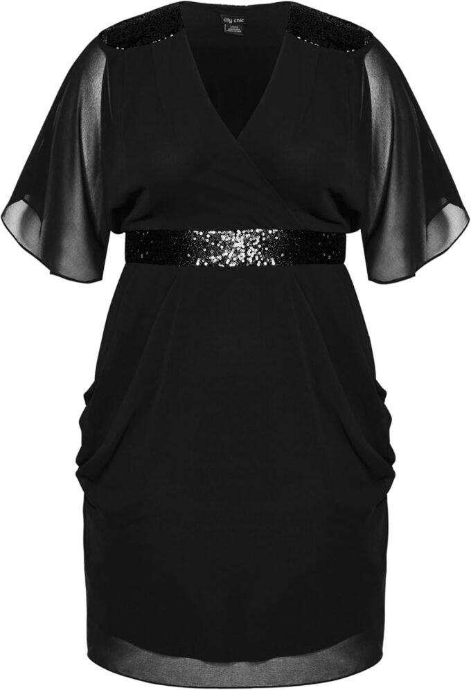 City Chic Women's Plus Size Dress-Sequin Wrap – Bild 6