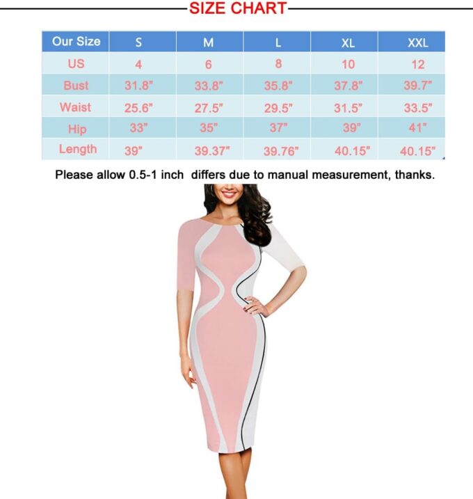 OKLICH Arbeitskleid für Frauen, lässig, Rundhalsausschnitt, taillierte Taille, Business-Bleistiftkleid – Bild 9