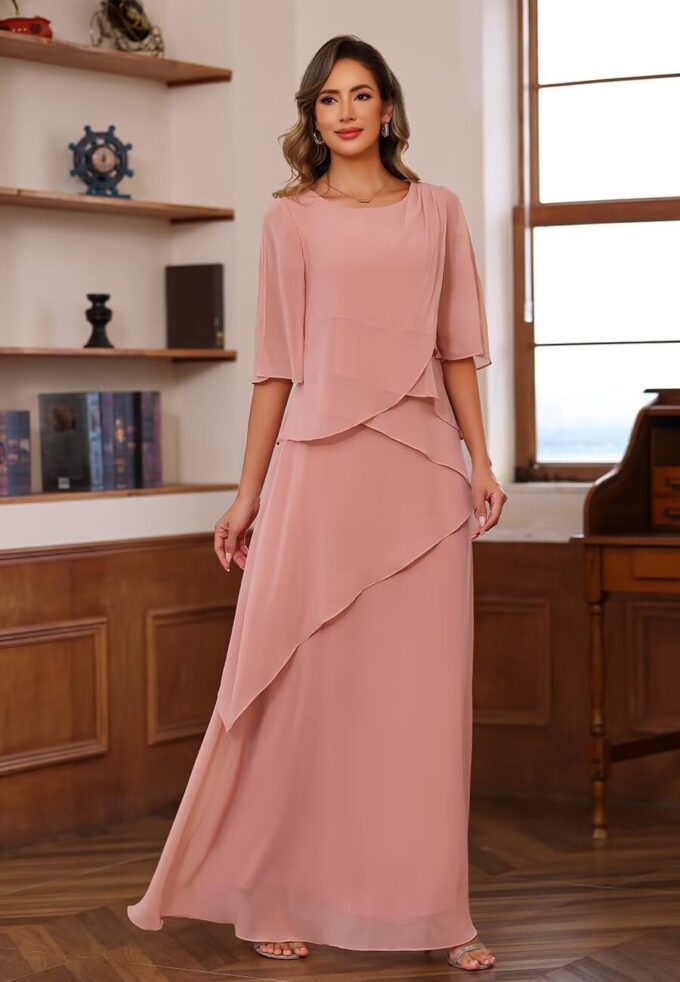 Women's Mother of The Bride Dresses 2025 for Wedding Chiffon A Line Long Formal Evening Dress PU194 – Bild 2