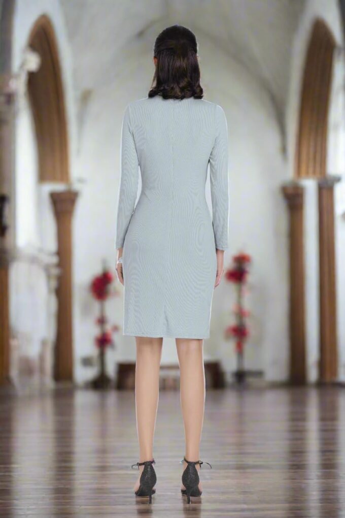 Alantino Damenkleid mit gedrehtem Knoten, Schwarz mit Stehkragen, formelle Business- und Bürokleidung – Bild 5