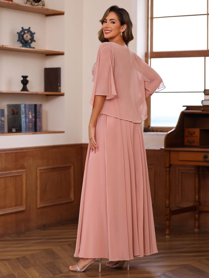 Clothfun Chiffon Mother of The Bride Dress 2025 Lace Applique Long Formal Party Dress with Jacket CY147 – Bild 6