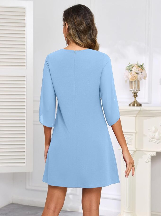 oten Women's 2025 Flutter Sleeve Cocktail Dress Crew Neck Chiffon Formal Wedding Guest Party Dresses – Bild 2