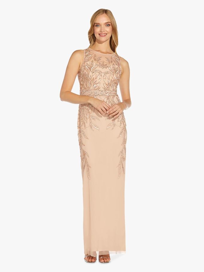 Adrianna Papell Women's Beaded Column Long Dress – Bild 4