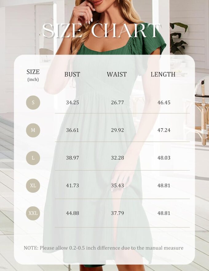 HomRain Women's Casual Wedding Dresses for Summer 2025, Vintage Graduation Square Neck Cocktail Beach Dress for Tea Party – Bild 7
