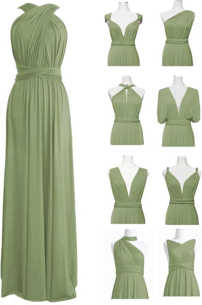 TIRAS Women's Convertible Dresses for Bridesmaids Infinity Dress Long Multi-Way Dress Twist Wrap Dress