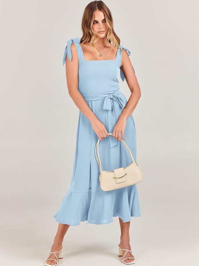 ANRABESS Women's Square Neck Ruffle Split Midi Elegant Formal Wedding Guest Cocktail Bridesmaid Graduation Party Dresses – Bild 2