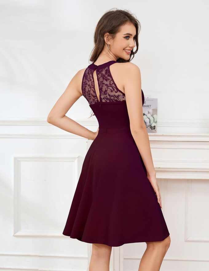 Bbonlinedress Women Cocktail Prom Wedding Dress Halter Lace Evening Party Short Vintage Homecoming Dresses – Bild 2
