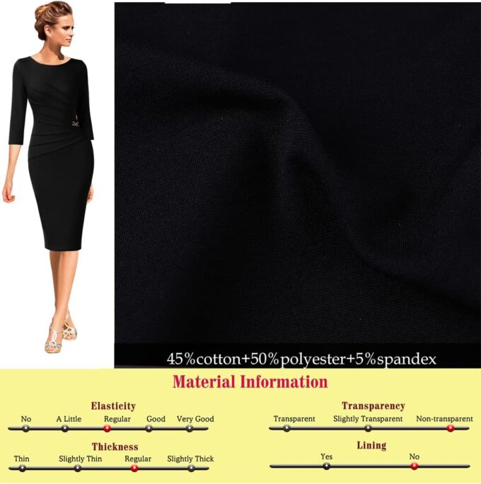 VFSHOW Elegantes Damenkleid mit Rüschen, für Arbeit, Business, Büro, Cocktailparty, Etuikleid – Bild 7