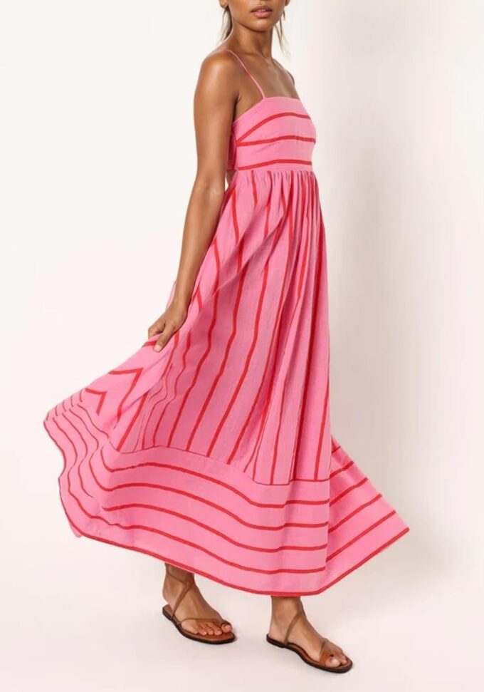Women's Summer Striped Maxi Dress Spaghetti Strap Sleeveless Smocked Trendy Flowy Beach Long Dresses – Bild 5