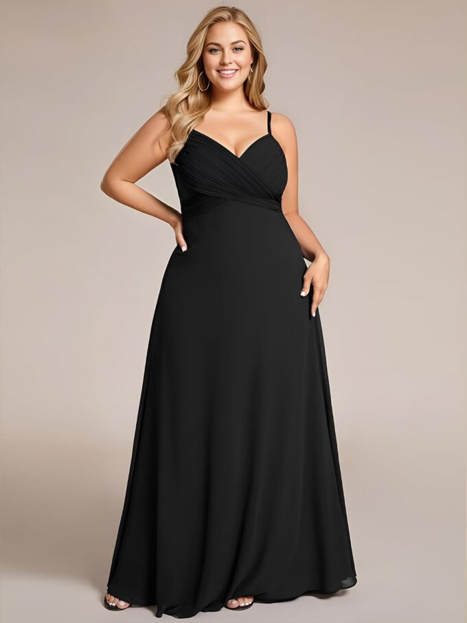 Ever-Pretty Women's Summer Chiffon Pleated Plus Size Bridesmaid Dresses Sleeveless Formal Gown with Spaghetti Straps – Bild 3