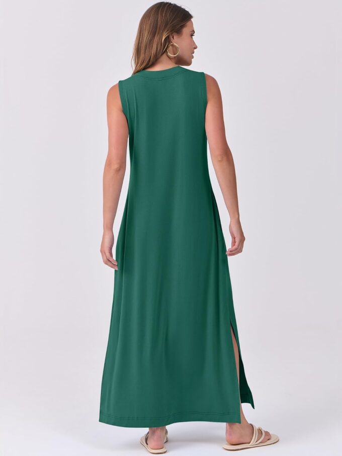 ANRABESS Women's Summer Casual Sleeveless V Neck Maxi Dress 2025 Spring Flowy A-Line Beach Vacation Sundress with Pockets – Bild 5