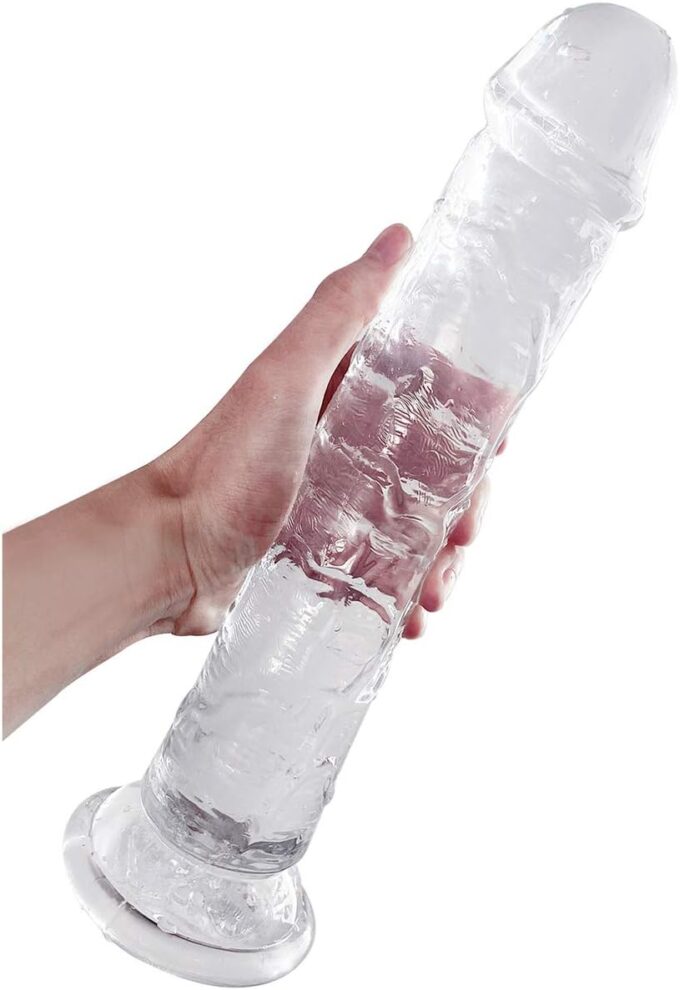 BDSMAGE Realistischer Dildo,Soft Jelly Transparent Dildo mit Starkem Saugnapf,Penis Nachbildung Analdildo Große Größe Anal Sexspielzeug für Frauen, Männer (XXL)