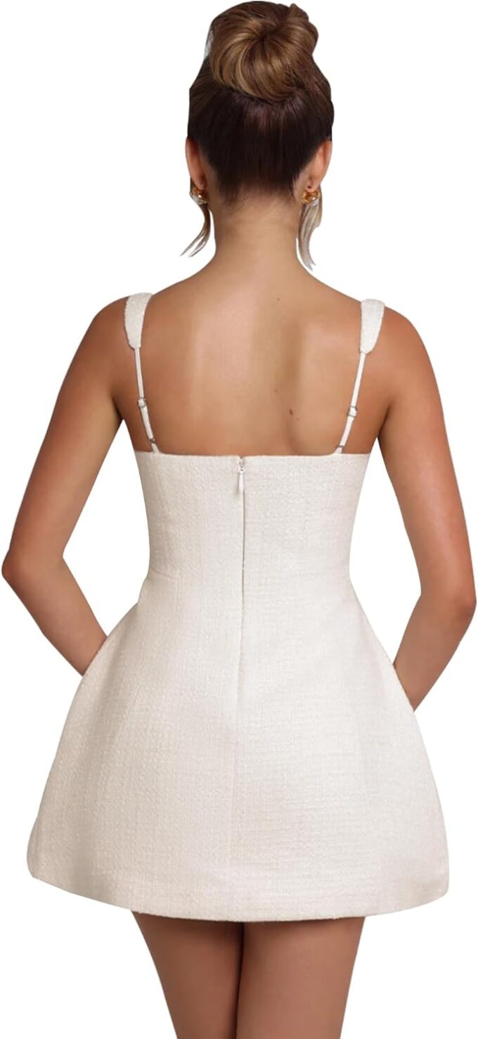 SHESEEWORLD Women's Sleeveless Tank Dress Square Neck Adjustable Straps Backless Mini Dress – Bild 4