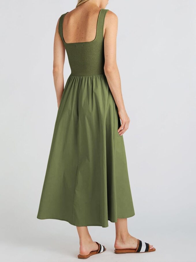 Women's Maxi Dress Summer Sleeveless Swing Sundress Casual Loose Tank Long Dresses with Pockets Army Green S – Bild 5