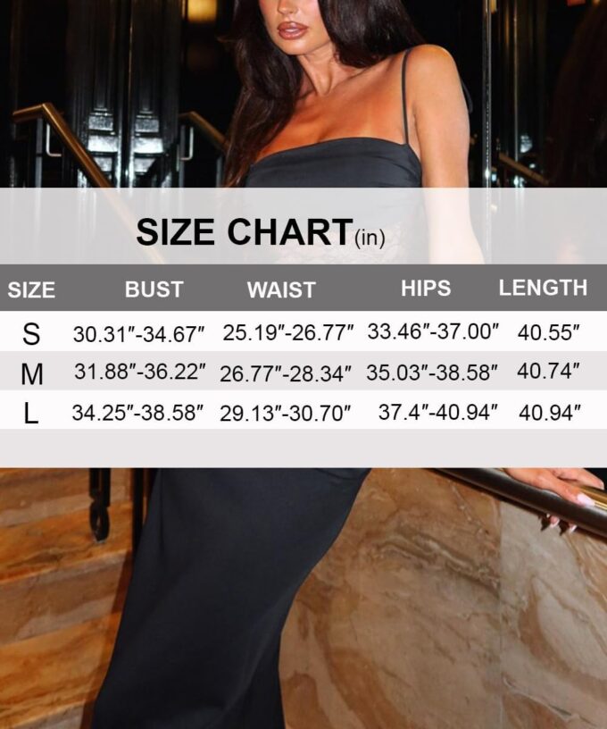 Women Sexy Lace Patchwork Maxi Dress Spaghetti Straps Y2K Sheer Long Bodycon Club Cocktail Dresses – Bild 7
