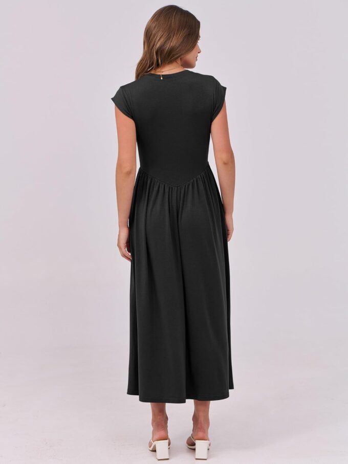 ANRABESS Women Cap Sleeve Maxi Dress Summer Dressy Casual Elegant Fit Flare High Waist Flowy Aline Long Beach Sundress – Bild 5