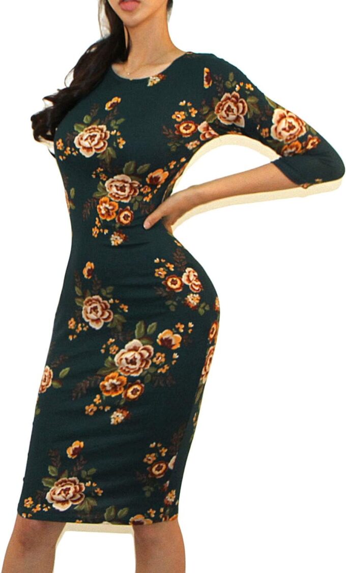 Vivicastle Damen USA Wear to Work Business 3/4 SLV Bodycon Bleistiftkleid – Bild 2