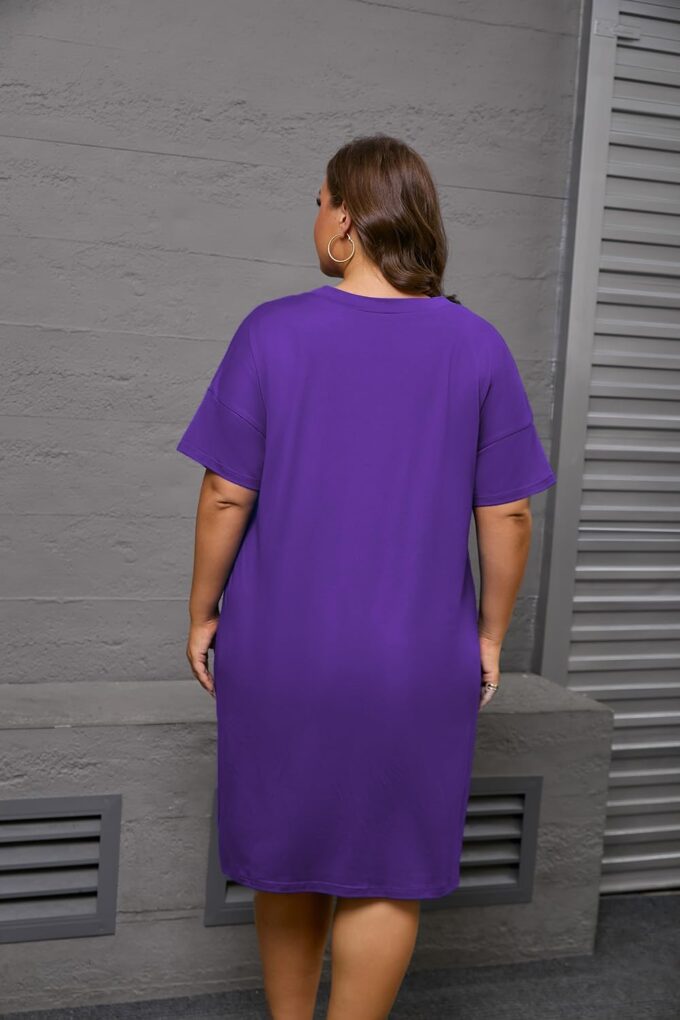 YeGine Women's Plus Size Casual Midi Dresses Short Sleeve T Shirt Dress with Pockets – Bild 6