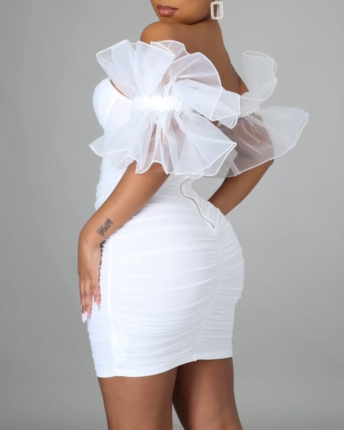 hibshaby Women Sexy Bodycon Dress Puff Sleeve Cocktail Evening Party Elegant Mini Dresses – Bild 3