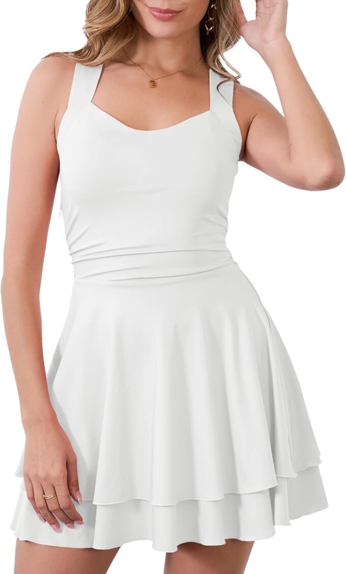 Women's Summer Square Neck Sleeveless Mini Dresses Ruffle Ruched Party Club Sexy Cocktail Dress
