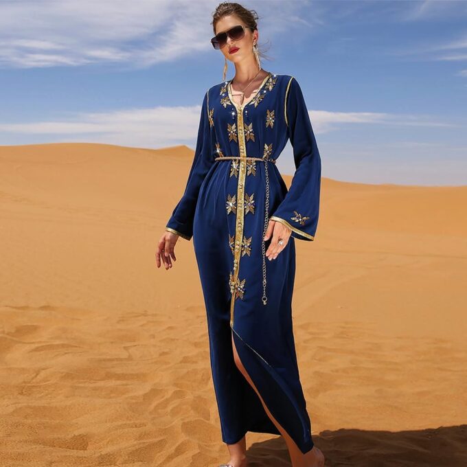 PolyJolly Handmade Bead Abaya Dress for Women Dubai Sadui Fancy Moroccan Kaftan Wedding Attire Collection – Bild 2