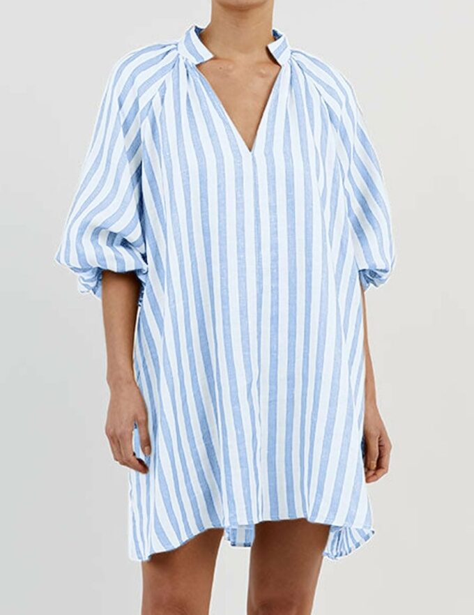 CHARTOU Women Summer Striped Beach Vacation Mini Dress 3/4 Sleeve Boho Chic Outfits Tunic Shift Dress – Bild 2