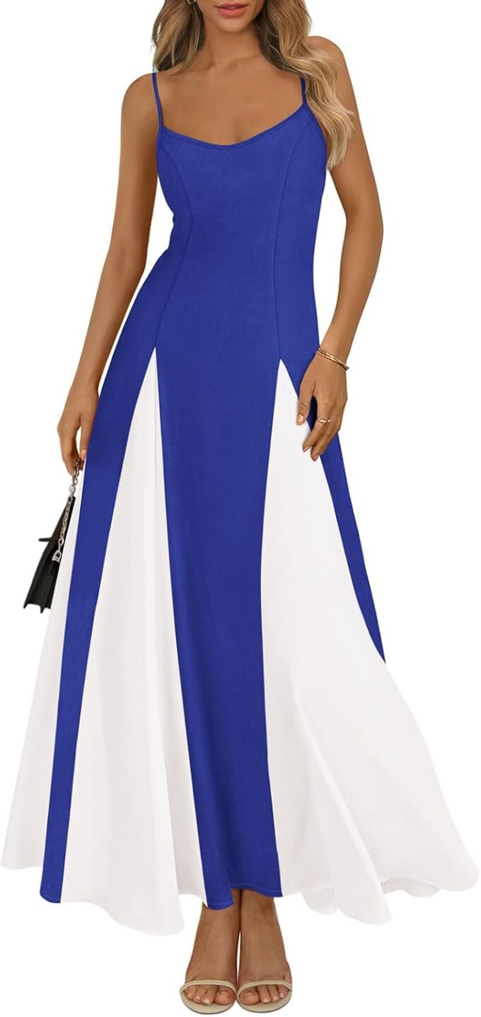 PRETTYGARDEN Spaghetti Strap Backless Summer Dresses for Women 2025 Flowy Maxi Dresses Sleeveless Wedding Guest Dress