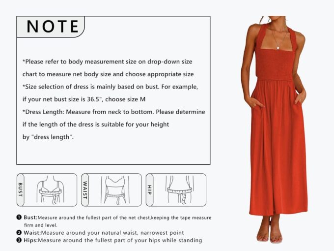 CHARTOU Women Sexy Spaghetti Strap Cut Out Smocked Dress Party Backless Flowy Midi Dress with Pocket – Bild 7