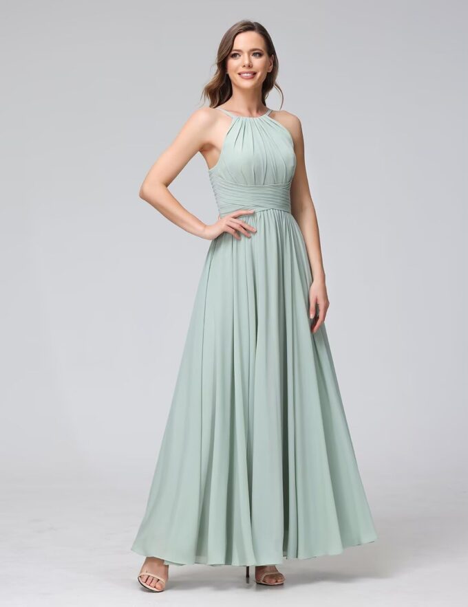 Clothfun Women's Halter Bridesmaid Dresses Long Chiffon Formal Dresses Evening Party Dress 2025 – Bild 2