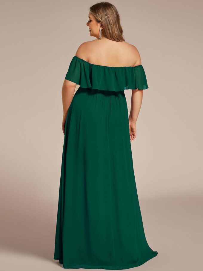 Ever-Pretty Women's Off Shoulder Short Sleeves Empire Waist Side Split Chiffon Flowy Plus Size Summer Bridesmaid Dresses – Bild 2