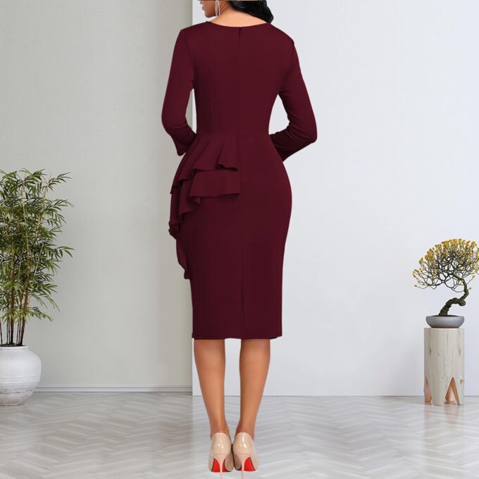 SheKiss Schulterfreies Damen-Strickjacke, Übergröße, Arbeit, Business, Pullover, Kleider, lange Ärmel, figurbetonte Strickjacken – Bild 7