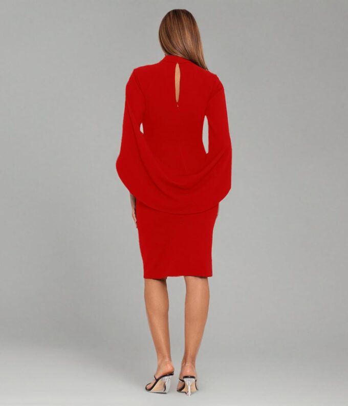 Betsy & Adam Women's Cape Sleeve High Neck Bodycon Knee Length Dress with Cutout – Bild 3