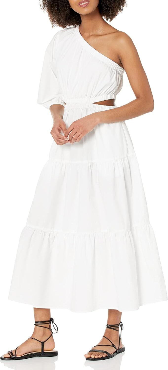 The Drop Women's April One Shoulder Cut-Out Tiered Midi Dress – Bild 3