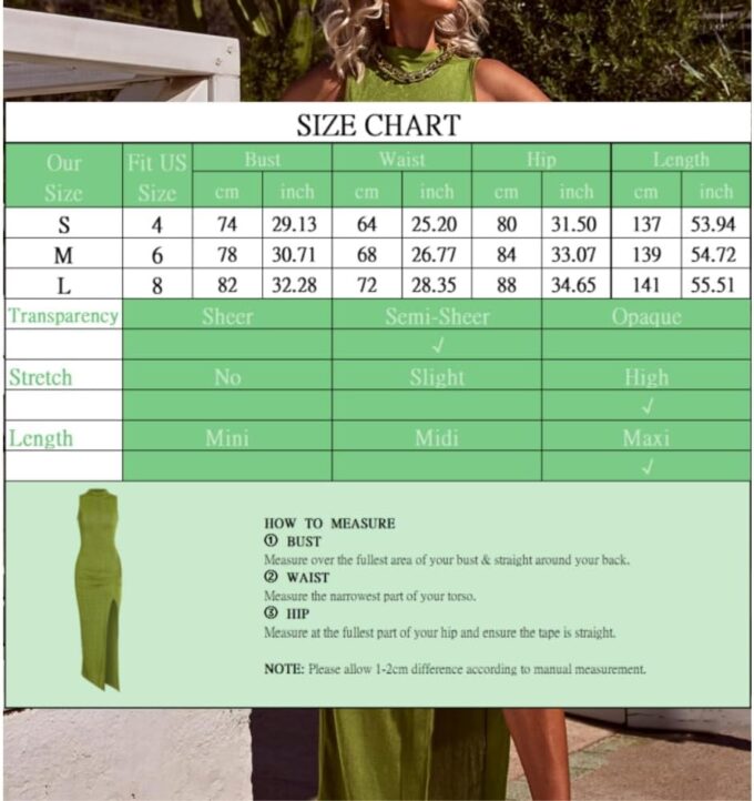 Women Sexy Semi Sheer Sleeveless Mock Turtleneck Jersey Ruched Thigh Slit Bodycon Maxi Dress for Party Club Night – Bild 6